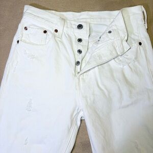 Levi's White Button Fly Distressed Skinny Jeans